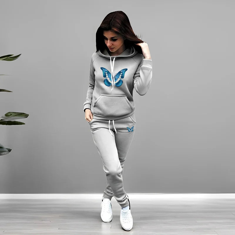 Women's 2 Piece Outfit Set Hoodie Joggers Tracksuit Casual Daily Fashion Autumn Winter Female Home Outdoor Comfort Warm Outfit