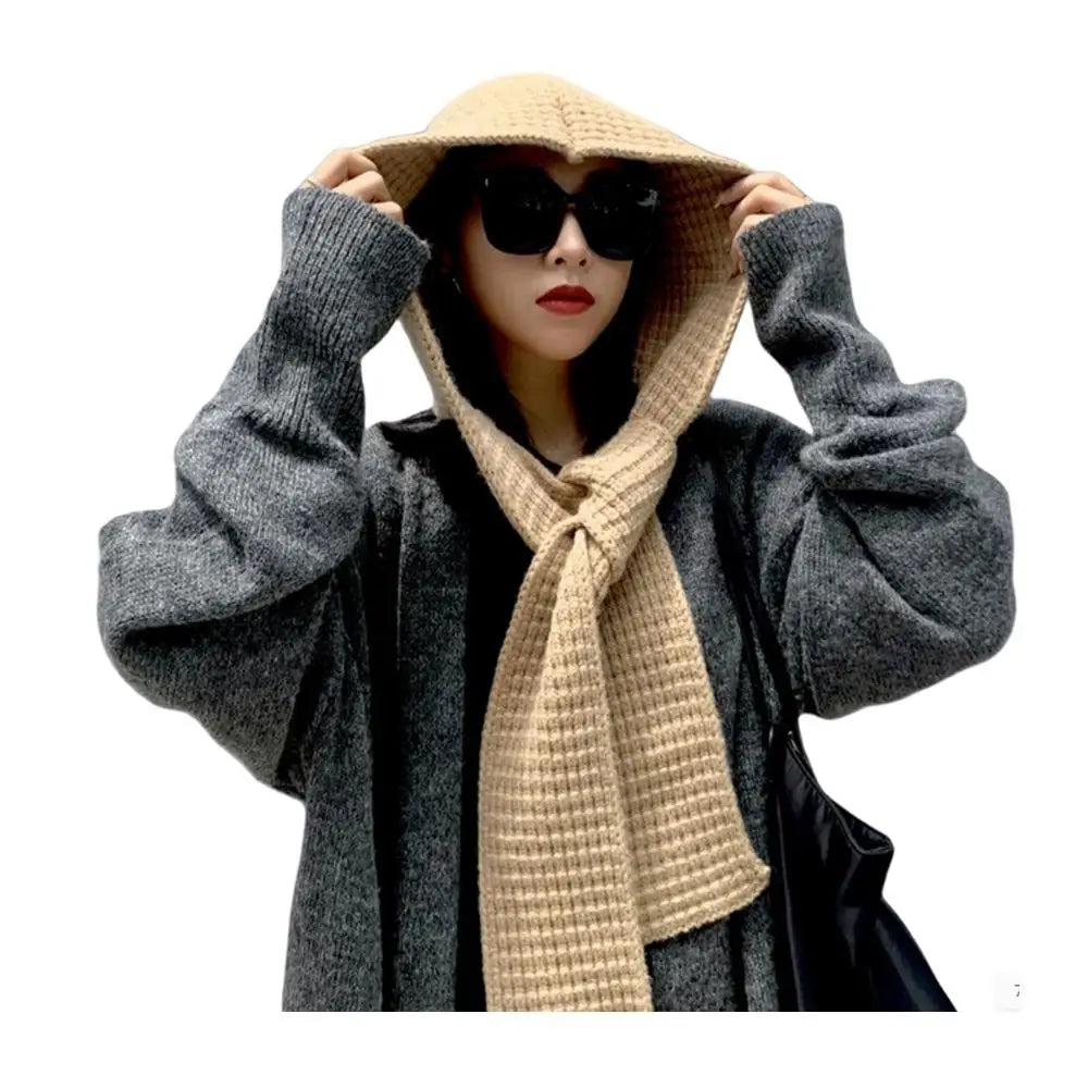 Hooded Scarf Early Autumn Scarf Hats Fashion Ear Protector Beanies Useful Earmuffs Cap Winter Thicken Items Women Neck Scarf