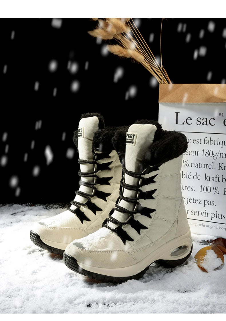 Winter Snow Boots Women Warm Comfortable Plush Lace-up Anti-slip High-top Women Boots Thick-soled Durable Soft Ankle Boots Women