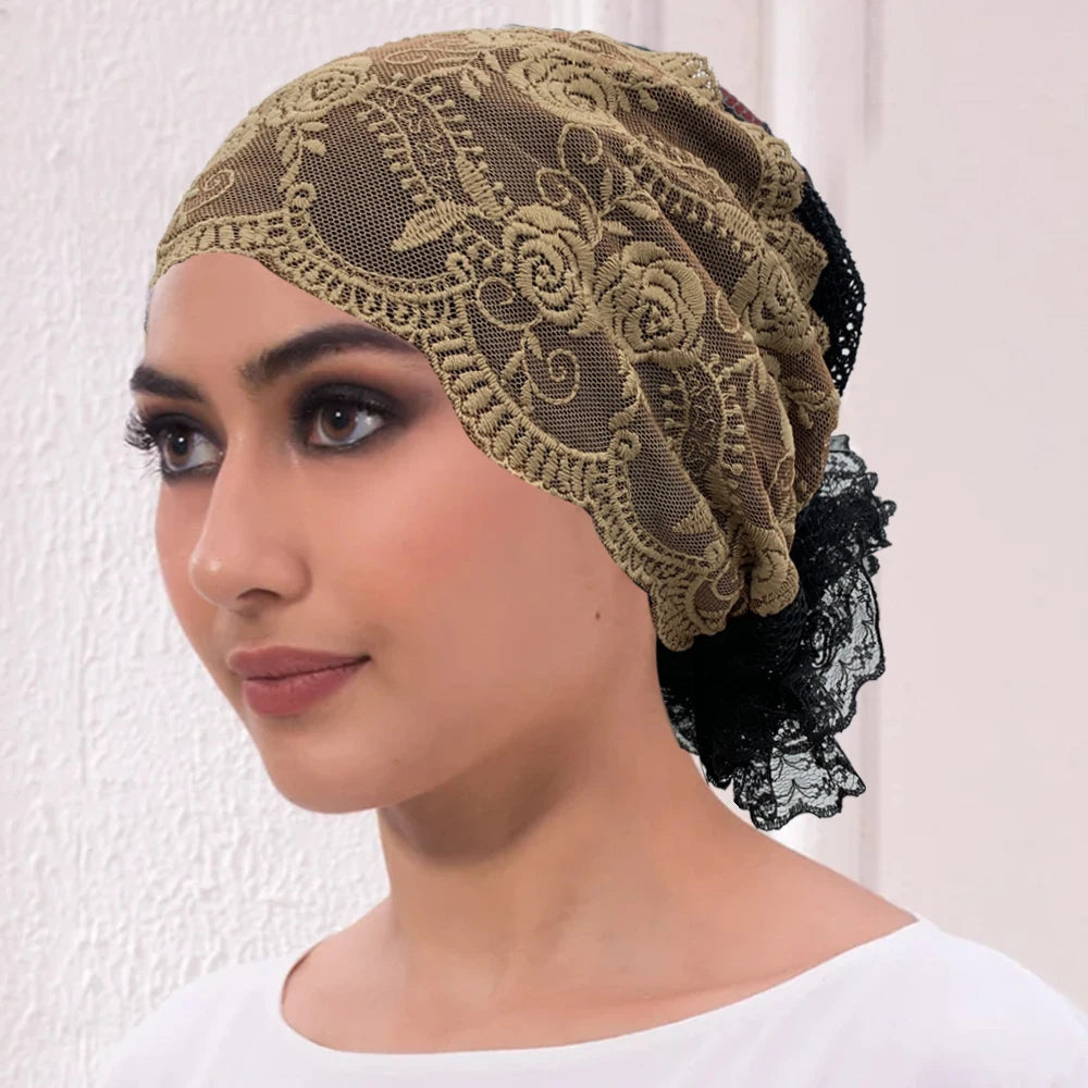 Muslim Under Scarf Hat Cancer Chemo Hats Turbante mujer Embroidery Turban Cap for Women Summer Breathable Head Wraps Bonnet