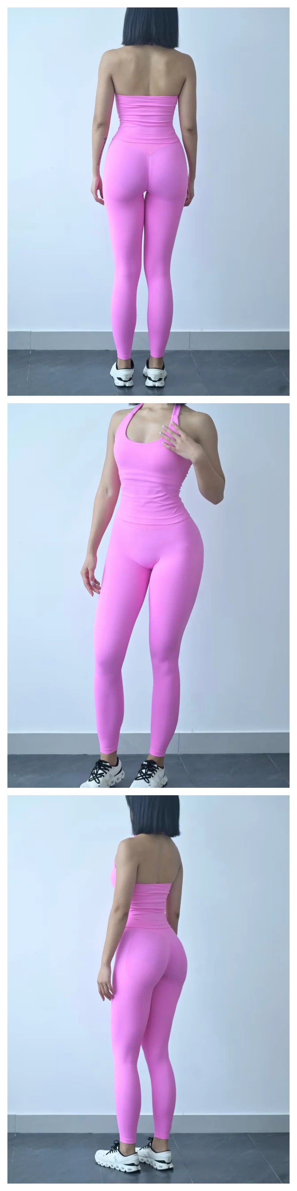 Workout Sets for Women - Seamless Yoga Outfit with Padded Sports Bra, High Waist Booty Lifting Leggings for Gym