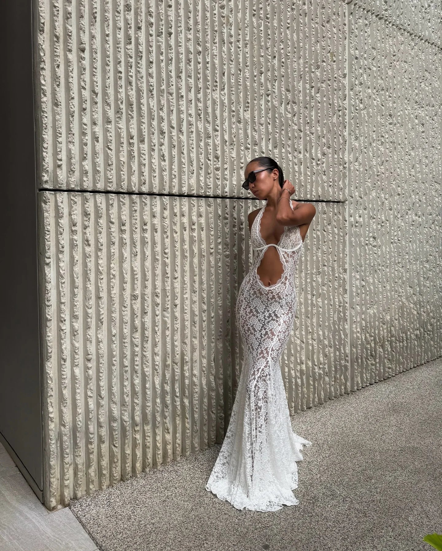Sexy White Lace Hollow-out Halter Dress Women Chic Sleeveless Off-shoulder Backless Maxi Dresses 2026 Lady Vacation Beach Gowns