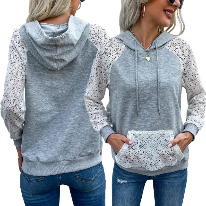 Women Hoodies Fall Long Sleeve Drawstring Pullover Tops With Pockets Girls' Fashion Loose Casual Sweatshirt