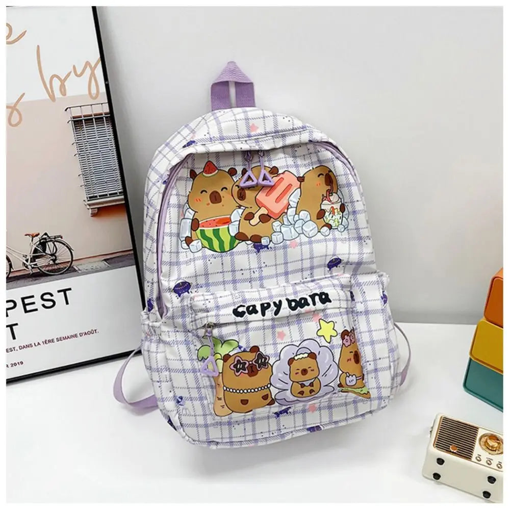 Cute Large Capacity Capybara Backpack Cartoon Breathable Student Schoolbag Nylon Ultra-light Book Bag Back to school Women Girl