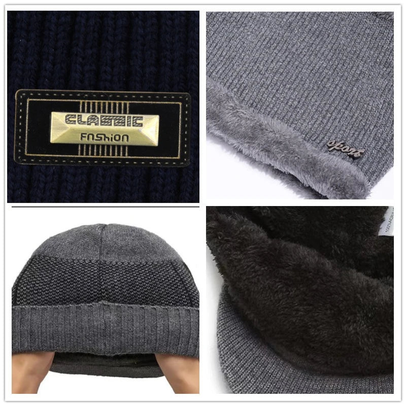 Winter Knitted Hat Caps Winter Beanie Hats Scarf Set Warm Knitted Hat Neck Warmer Suitable For Sking Outdoor Activities
