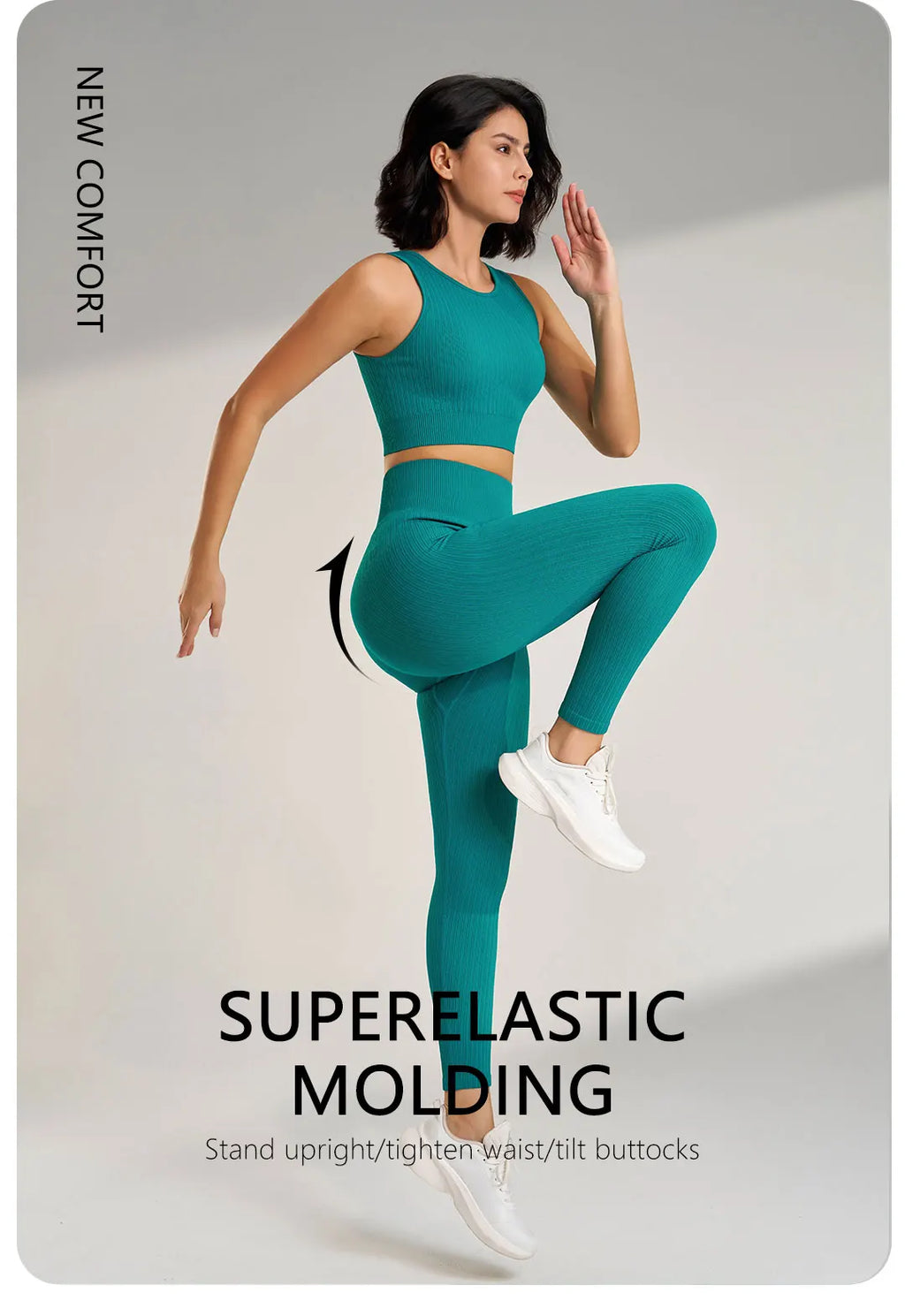 Women's Sports Fitness Suit Gym High Intensity Workout Shockproof Bra High Waisted Leggings Tights Yoga Suit Training Set