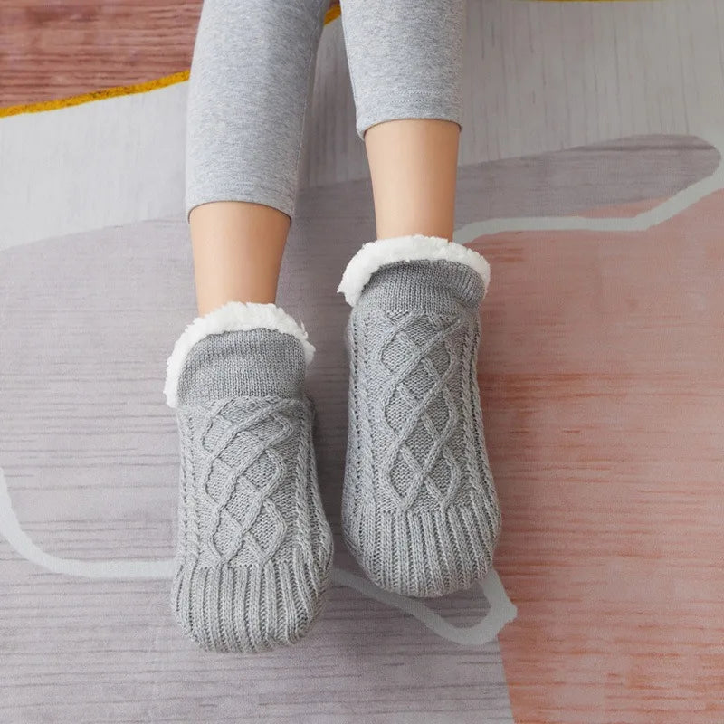 Winter Slipper Socks with Grippers for Men Women– Warm, Fuzzy, Fleece-Lined, Non-Slip, Cozy & Thick for Cold Weather Comfort