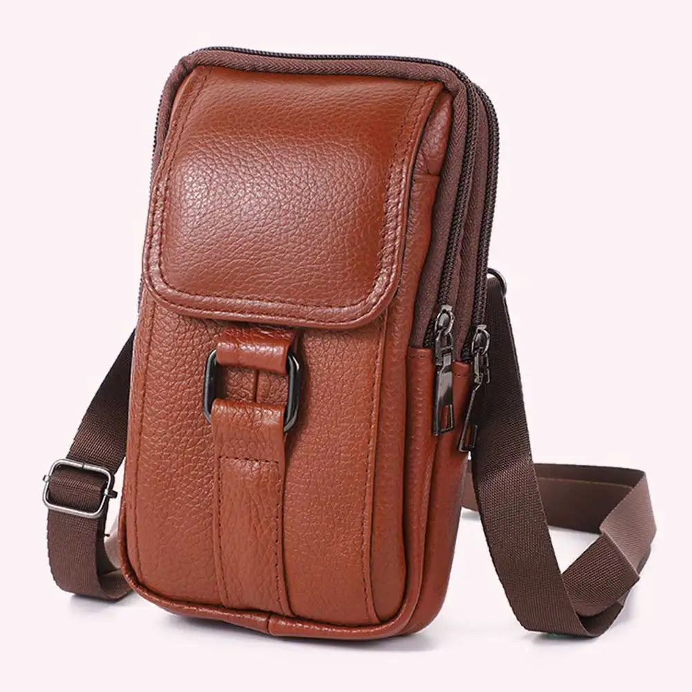 Portable Crossbody Bags Cowhide Leather Men Messenger Bags Fashion Simple Multi-pockets Casual for Outdoor Sport