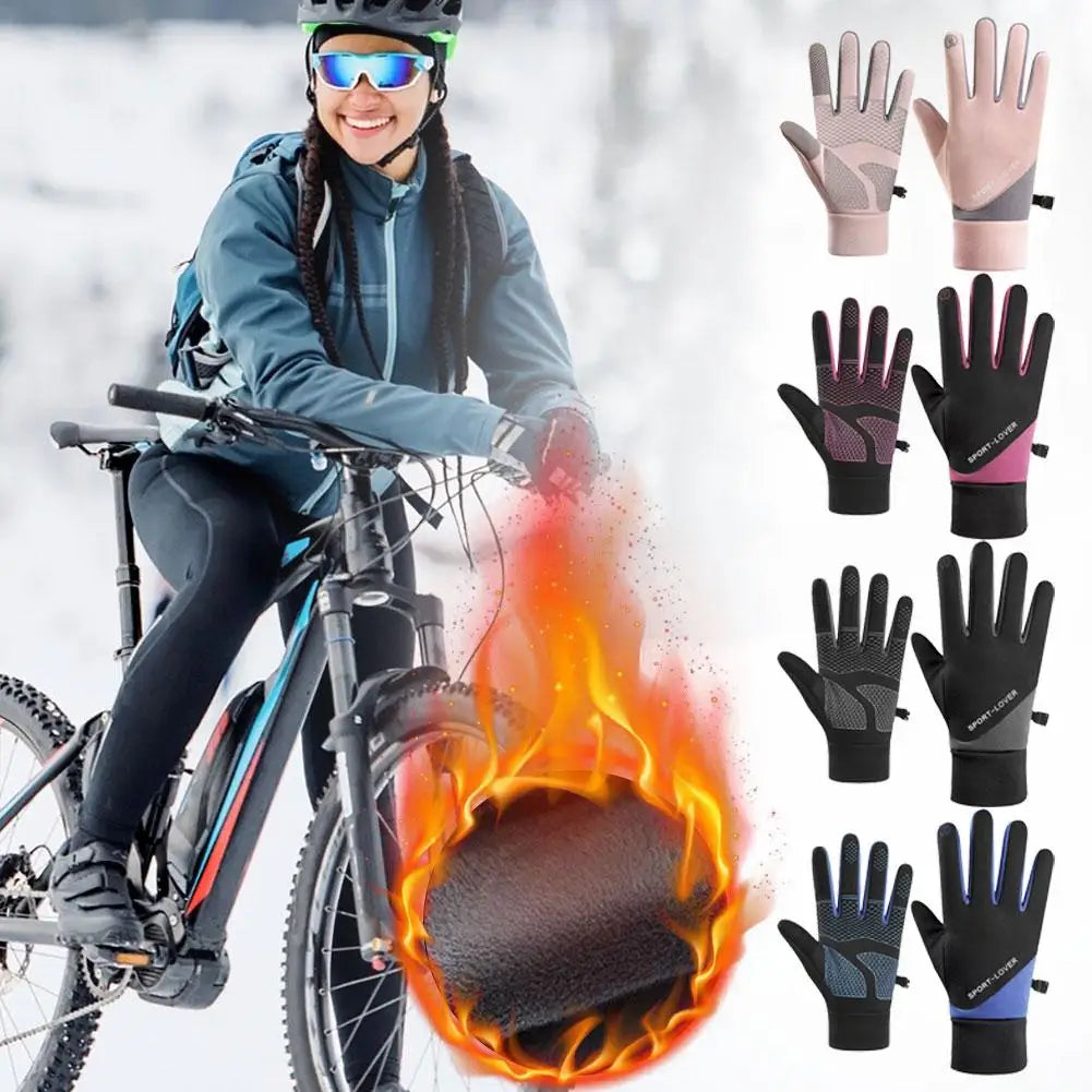 Winter Warm  Cycling Gloves Windproof Sports Running Motorcycle Anti-Slip Warm Outdoor Sports Touch Screen Full Fingers Gloves