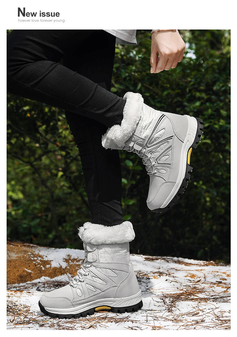 Winter Snow Boots Women High-top Outdoor Casual Keep Warm Soft Plush Ankle Boots Women Anti-slip Wear-resistant Women Shoes