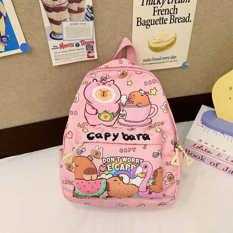 Cute Large Capacity Capybara Backpack Cartoon Breathable Student Schoolbag Nylon Ultra-light Book Bag Back to school Women Girl