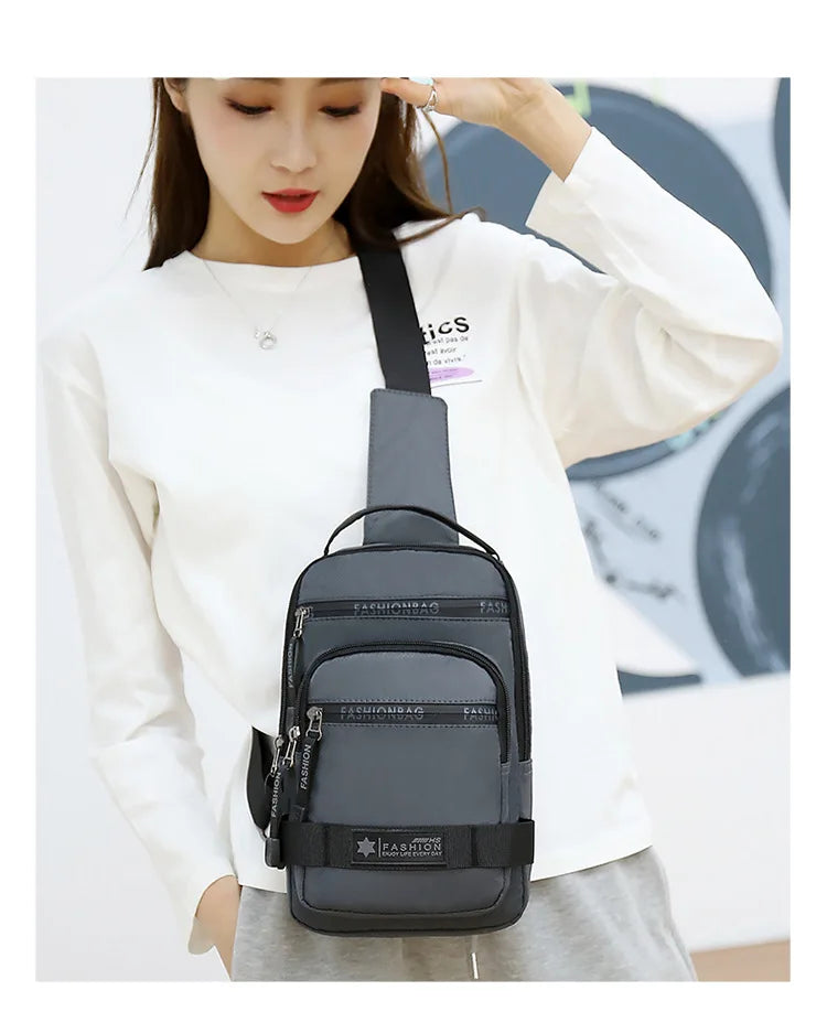 Chest Bag For Men New Large Capacity Shoulder Korean Version Travel Lightweight Nylon Crossbody Bag Backpack