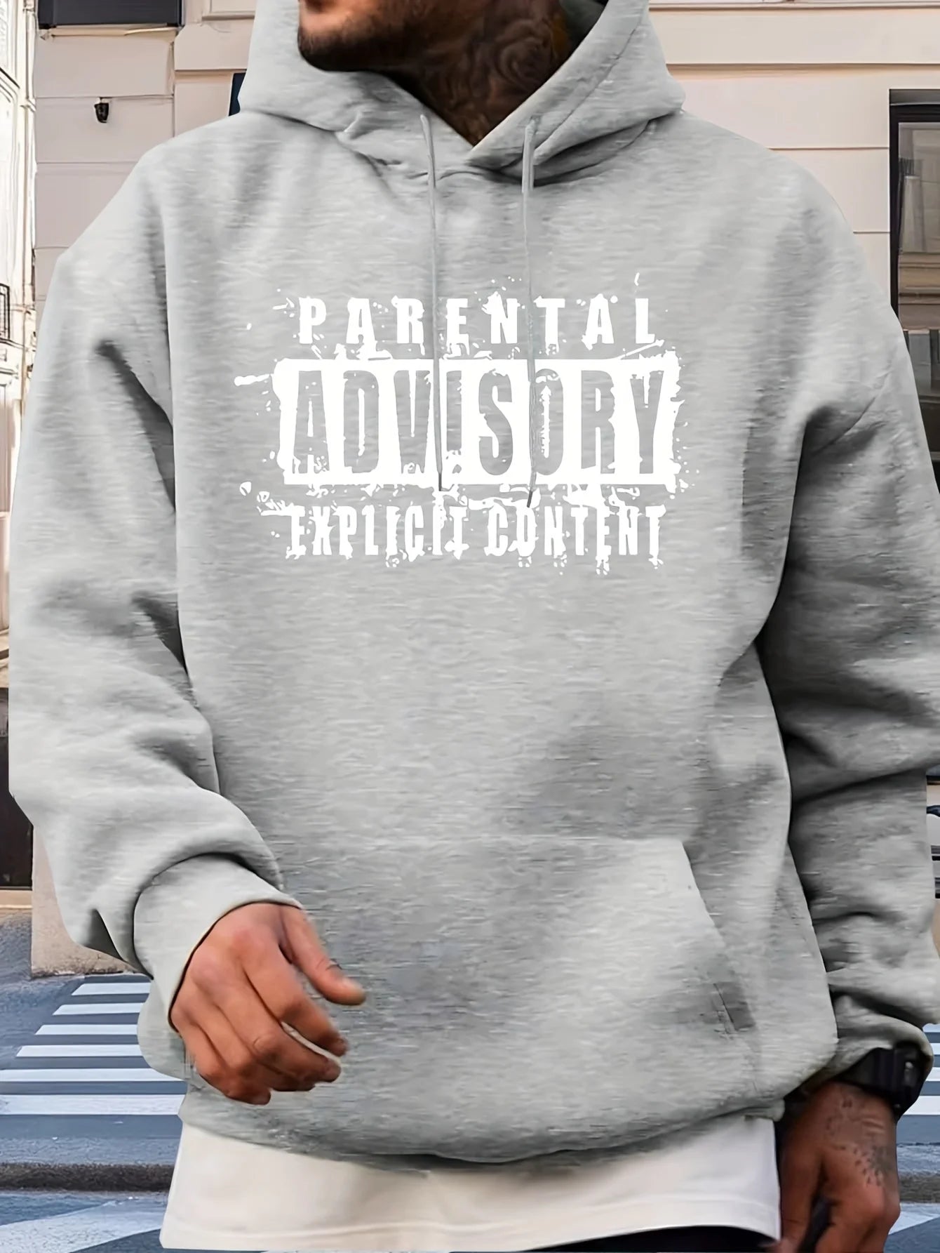 Men'S Black Hoodie with Parental Advisory Explicit Content Graphic Halloween Costume Adult Christmas Autumn and Winter Tops