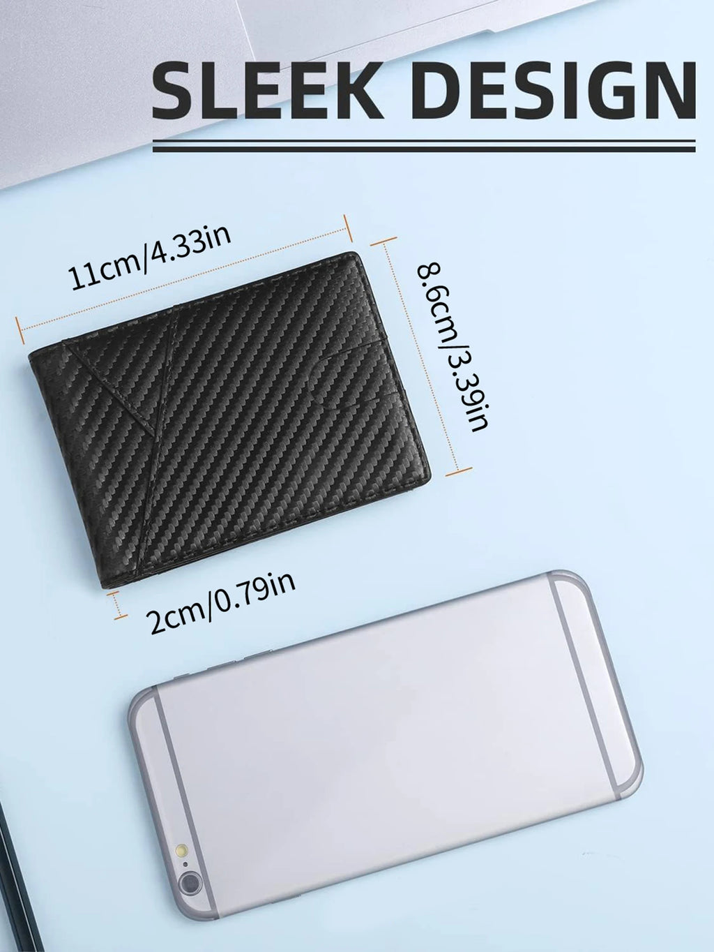 RFID Carbon Fiber Ultra-thin Trifold Wallet Simple Front Pocket Design Wallet Multi-function Portable 8 Card Slots Men's Wallet