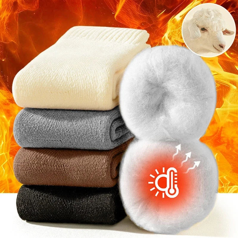 Winter Thermal Socks for Men Thickened Fleece Lined Long Socks Cashmere Feel Heat Retention Cold Weather Warm Sock Outdoor Sking