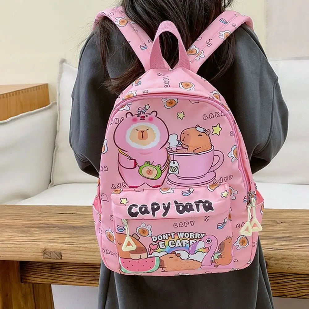 Cute Large Capacity Capybara Backpack Cartoon Breathable Student Schoolbag Nylon Ultra-light Book Bag Back to school Women Girl