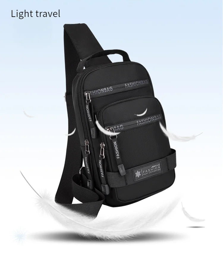 Chest Bag For Men New Large Capacity Shoulder Korean Version Travel Lightweight Nylon Crossbody Bag Backpack
