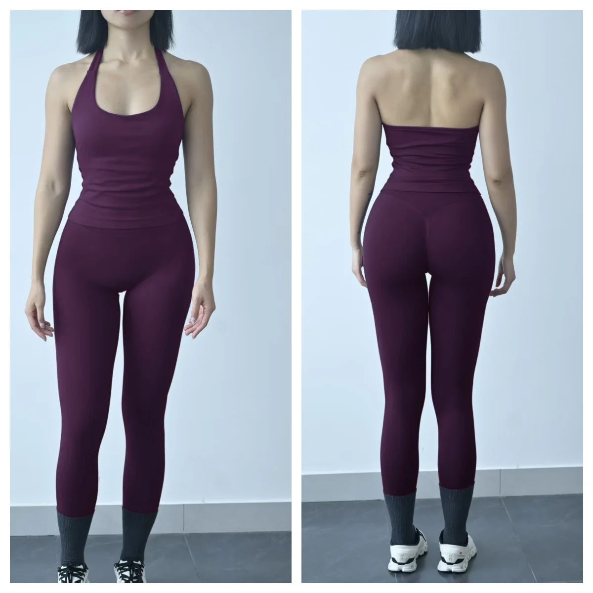 Workout Sets for Women - Seamless Yoga Outfit with Padded Sports Bra, High Waist Booty Lifting Leggings for Gym