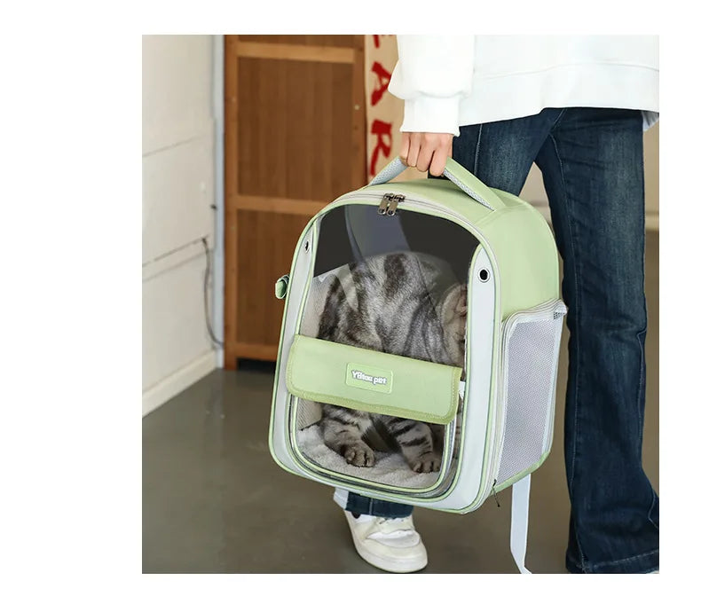 Cat backpack  outing schoolbag  double-shoulder pet bag  cat for travel  dog and cat supplies  transparent large-capacity portab