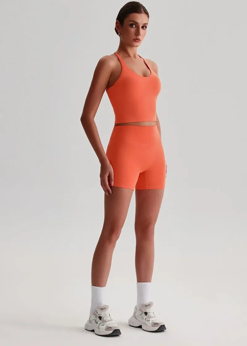 Women's Yoga Outfit Set Summer Sports Bra Vest Breathable Quick-Dry Workout Clothes Gym Running Fitness Suit Yoga Outfit
