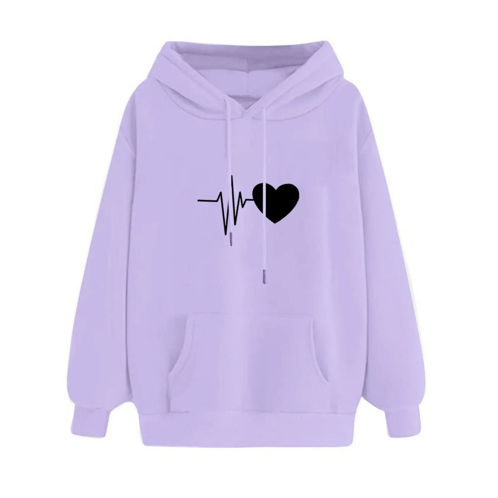 Women's Hoodies Tops Long Sleeve Sports blouse Spring Fashion fun Print Sweatshirts Solid Casual Loose Hooded Sweatshirt