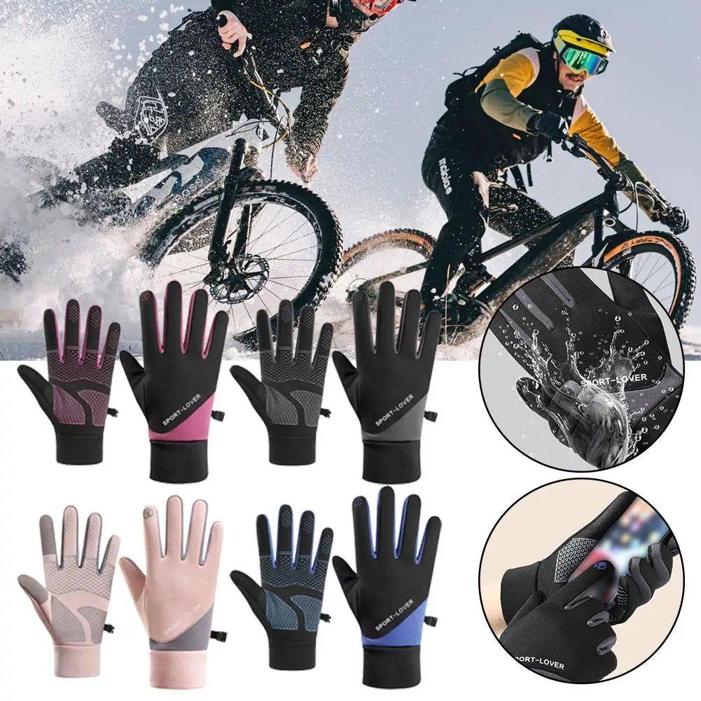 Winter Warm  Cycling Gloves Windproof Sports Running Motorcycle Anti-Slip Warm Outdoor Sports Touch Screen Full Fingers Gloves
