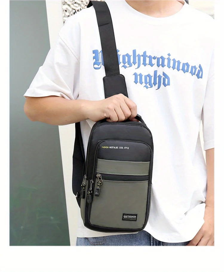 1pc Men's Casual Crossbody Bag, Fashion Sports Travel Oxford Cloth Sling Bag