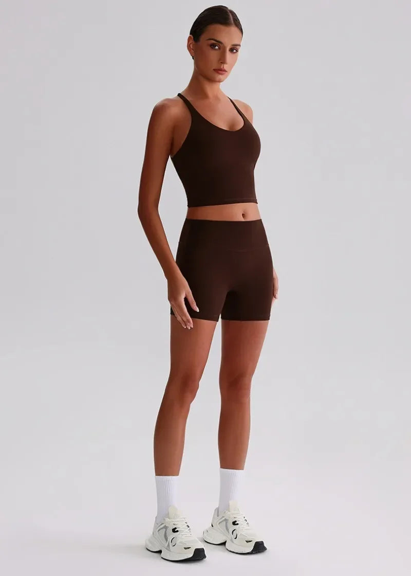 Women's Yoga Outfit Set Summer Sports Bra Vest Breathable Quick-Dry Workout Clothes Gym Running Fitness Suit Yoga Outfit