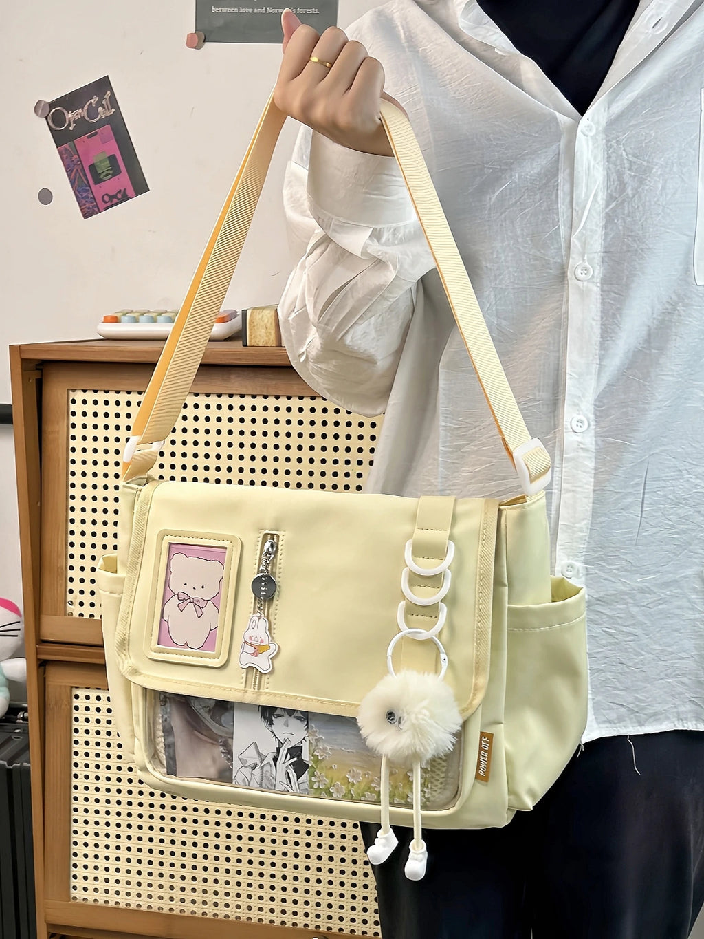 Y2K Japanese Harajuku School Bags for Teenage Girls New 2024 Transparent Itabag Crossbody Bag DIY Badges Display Plate Ita Bag