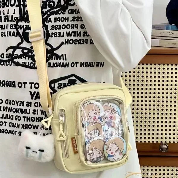 Y2K Mini Itabag Women Korean Casual Crossbody Bags Transparent Pocket Small Shoulder Bag Purses and Phone Ita Bag DIY Bag