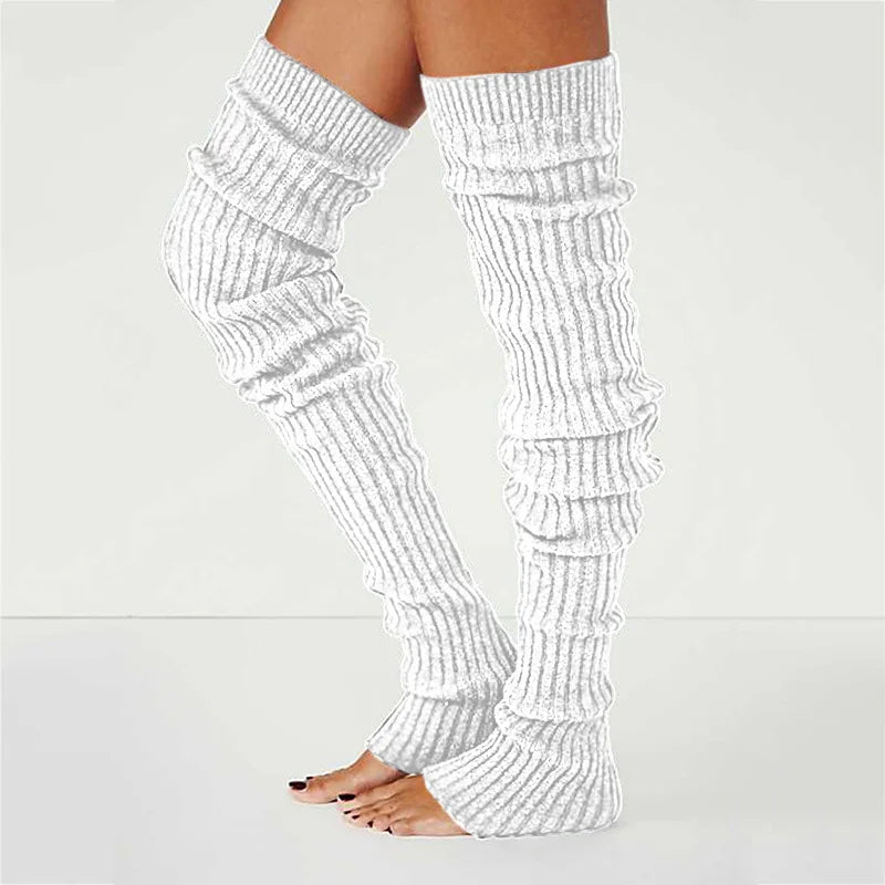 Winter Long Warm Leg Warmers Knitting Knee High Socks Girl Boot Topper Sock Skinny Stockings Knitted Crochet Long Socks