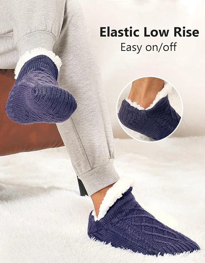 Winter Slipper Socks with Grippers for Men Women– Warm, Fuzzy, Fleece-Lined, Non-Slip, Cozy & Thick for Cold Weather Comfort