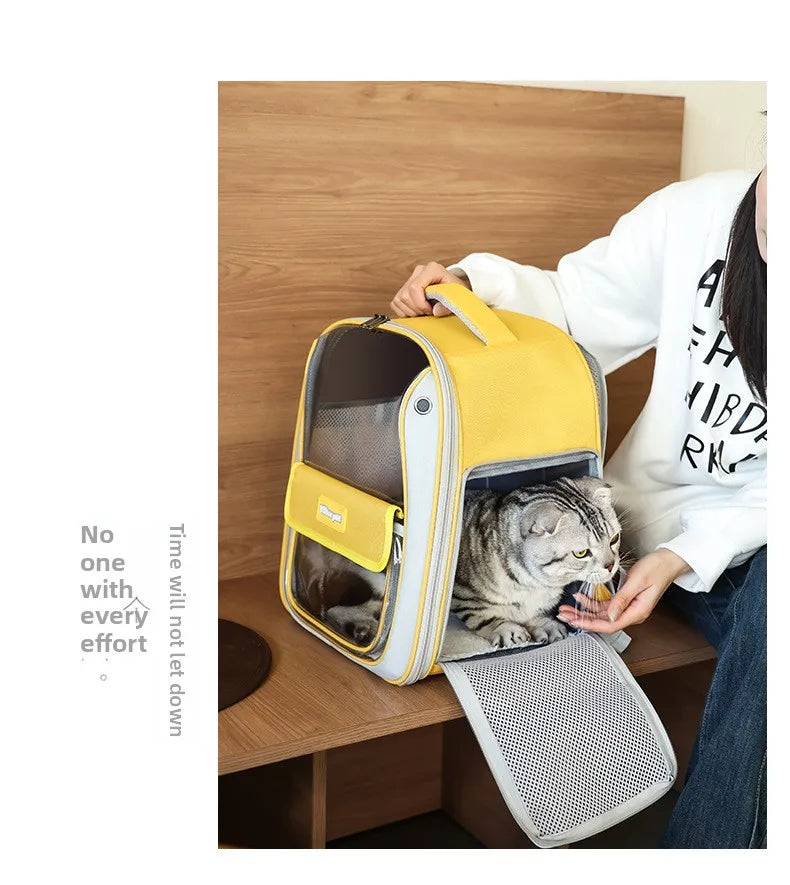 Cat backpack  outing schoolbag  double-shoulder pet bag  cat for travel  dog and cat supplies  transparent large-capacity portab