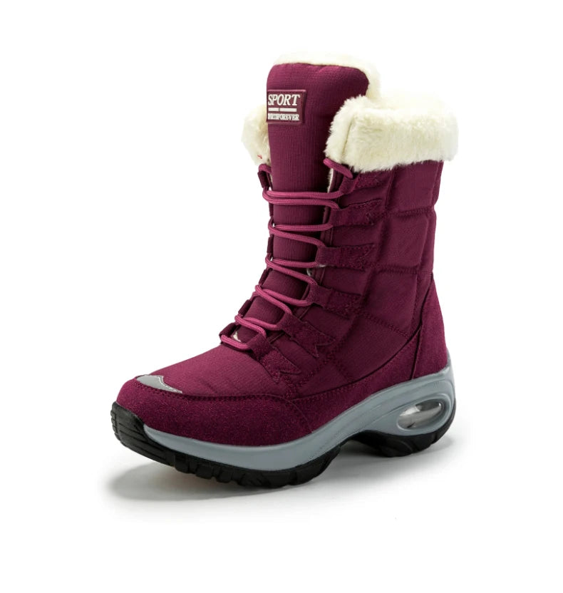 Winter Snow Boots Women Warm Comfortable Plush Lace-up Anti-slip High-top Women Boots Thick-soled Durable Soft Ankle Boots Women