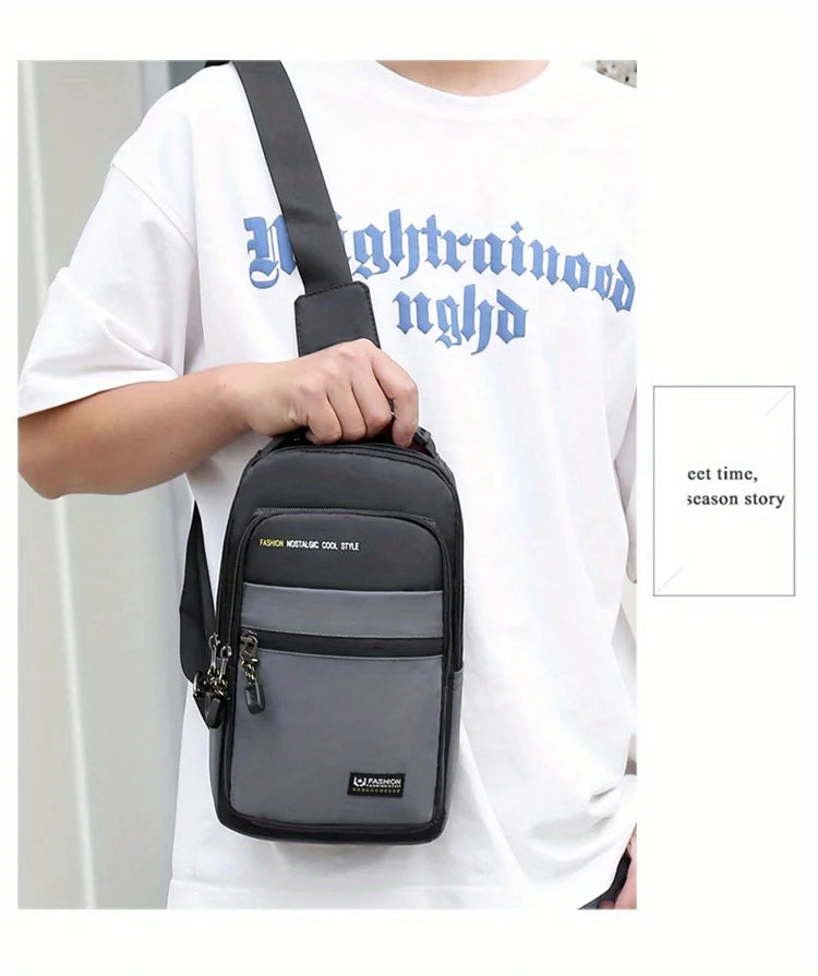1pc Men's Casual Crossbody Bag, Fashion Sports Travel Oxford Cloth Sling Bag