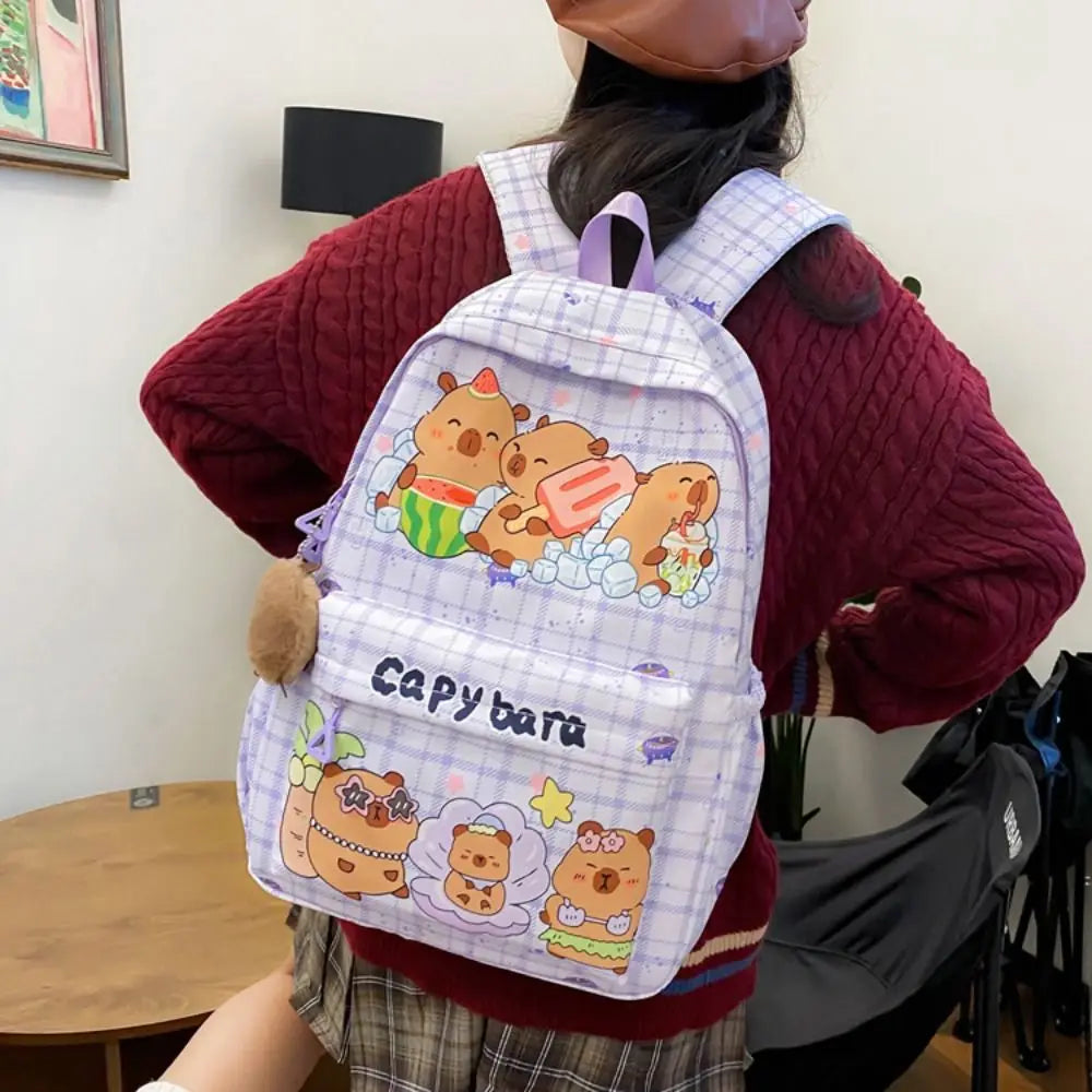 Cute Large Capacity Capybara Backpack Cartoon Breathable Student Schoolbag Nylon Ultra-light Book Bag Back to school Women Girl