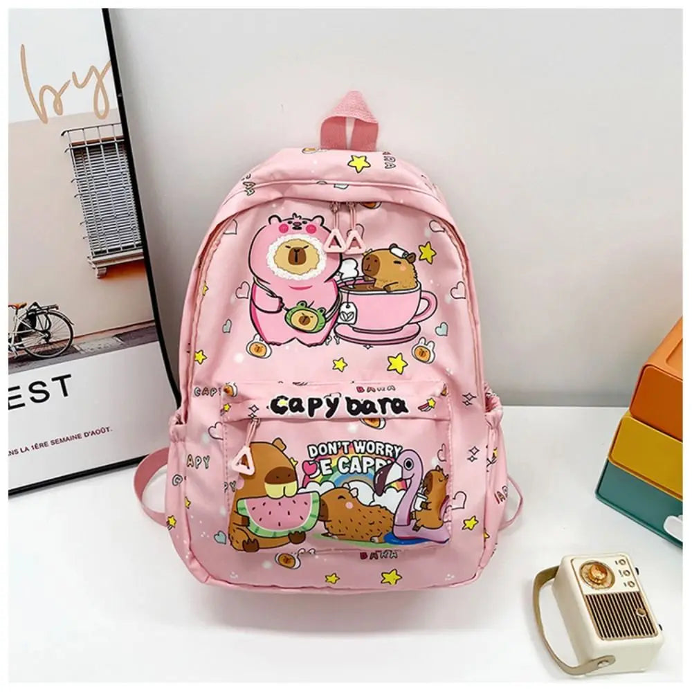 Cute Large Capacity Capybara Backpack Cartoon Breathable Student Schoolbag Nylon Ultra-light Book Bag Back to school Women Girl
