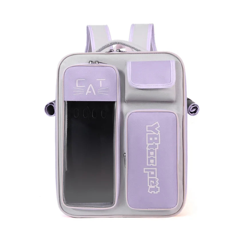 Cat backpack  outing schoolbag  double-shoulder pet bag  cat for travel  dog and cat supplies  transparent large-capacity portab