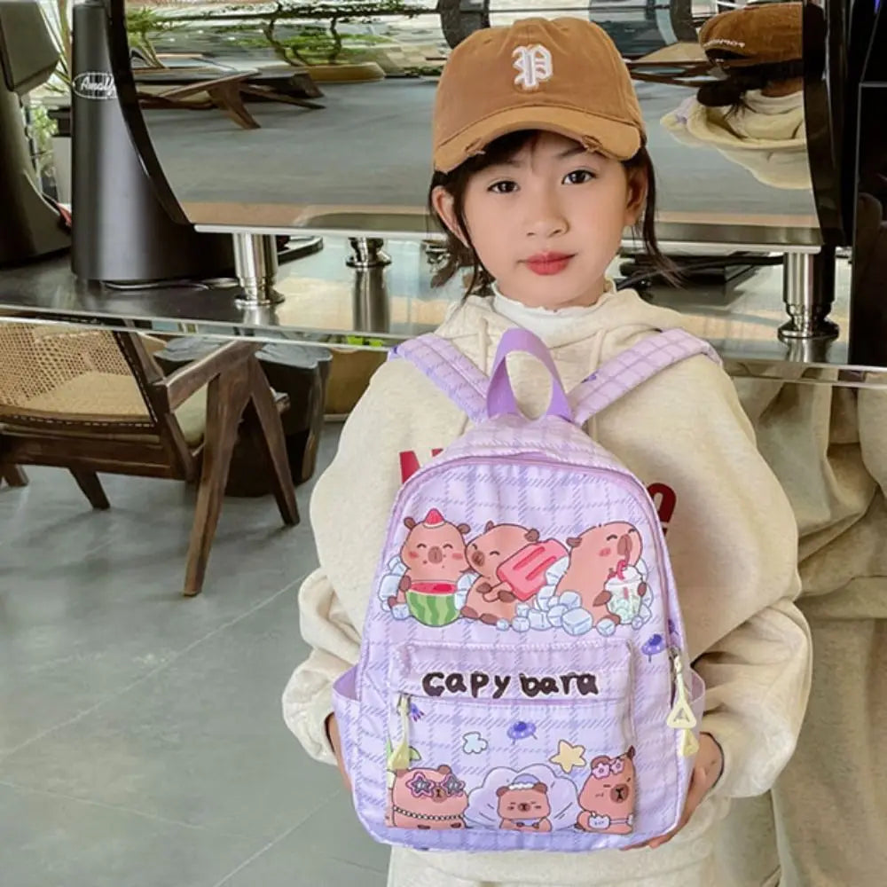 Cute Large Capacity Capybara Backpack Cartoon Breathable Student Schoolbag Nylon Ultra-light Book Bag Back to school Women Girl