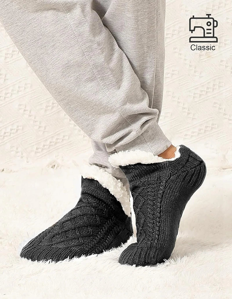 Winter Slipper Socks with Grippers for Men Women– Warm, Fuzzy, Fleece-Lined, Non-Slip, Cozy & Thick for Cold Weather Comfort