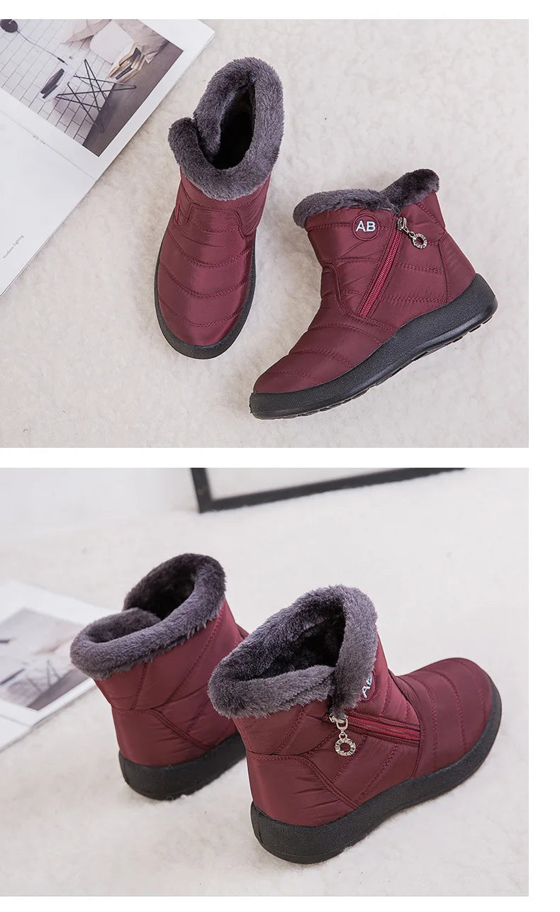 Winter Women Boots Thick Bottom Ankle Boots Women Waterproof Boots Fashion Women Shoes Solid Color Ladies Shoes Female Sneakers