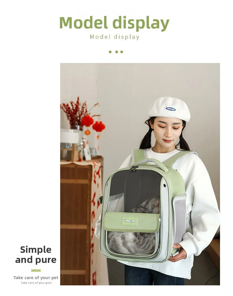 Cat backpack  outing schoolbag  double-shoulder pet bag  cat for travel  dog and cat supplies  transparent large-capacity portab