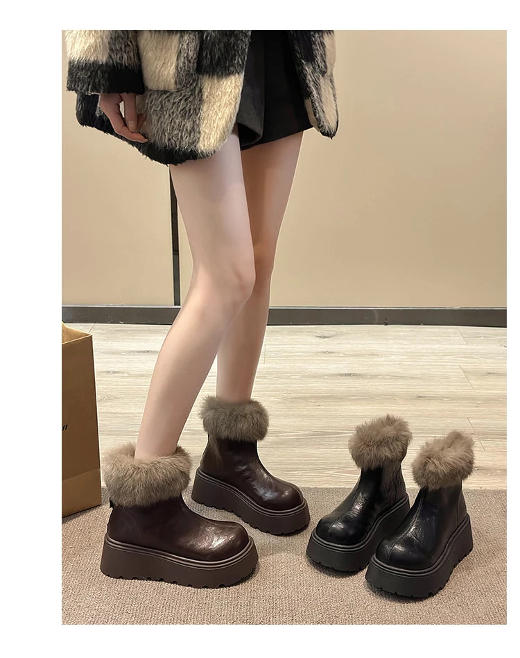 2026 Winter Vintage Women's Boots with Fashionable Added Insulation Warm and Thick Soles High Heels Made of Cotton Hot 35-40