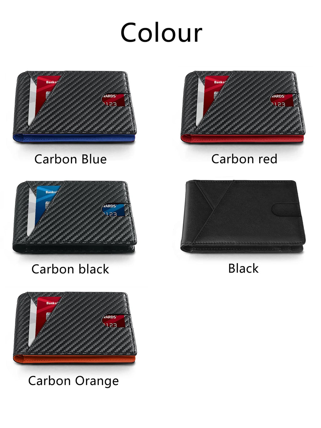 RFID Carbon Fiber Ultra-thin Trifold Wallet Simple Front Pocket Design Wallet Multi-function Portable 8 Card Slots Men's Wallet