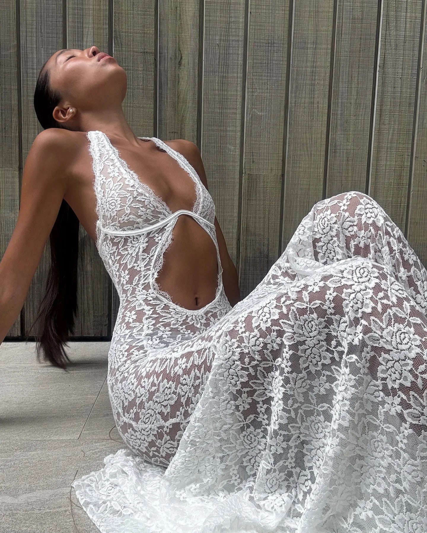 Sexy White Lace Hollow-out Halter Dress Women Chic Sleeveless Off-shoulder Backless Maxi Dresses 2026 Lady Vacation Beach Gowns