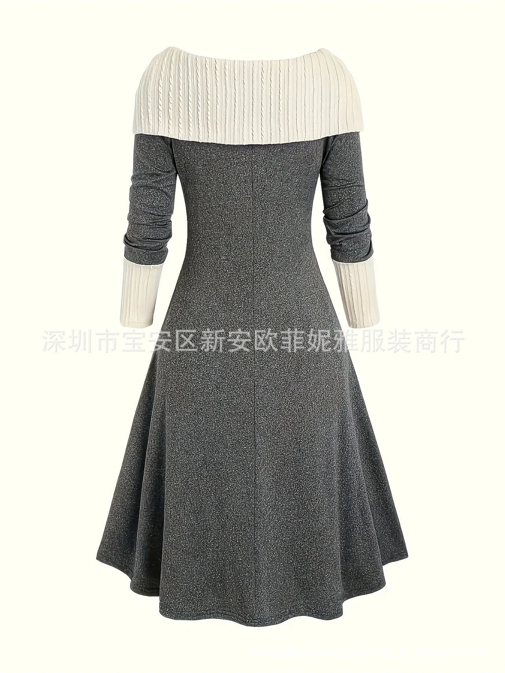 Fall Winter Women Dresses Elegant Temperament Colorblocked Dress Warm Long Sleeved Long Commuter Skirt for Female Dress 2025