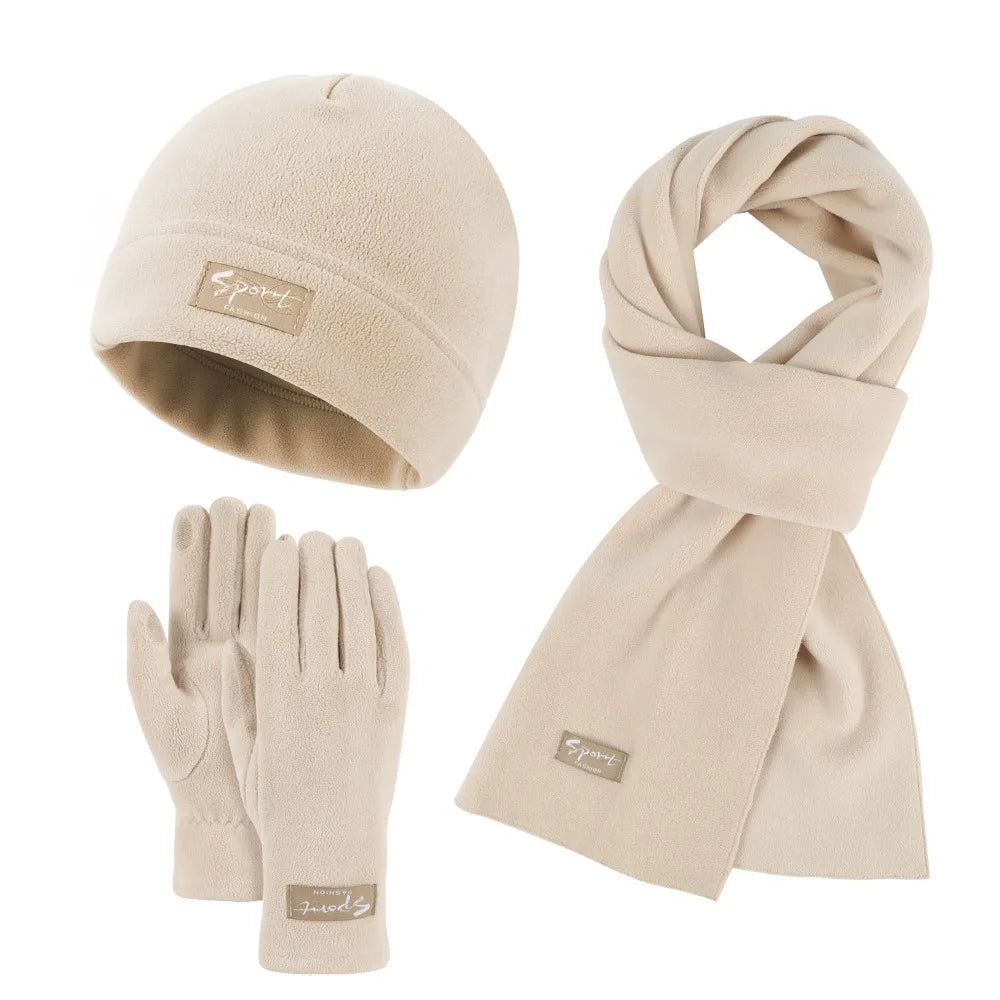 Neck Warmer Winter Beanie Hats Scarf Gloves Set Thicken Windproof Women Warm Knitted Hat Ear Protection Cold Proof