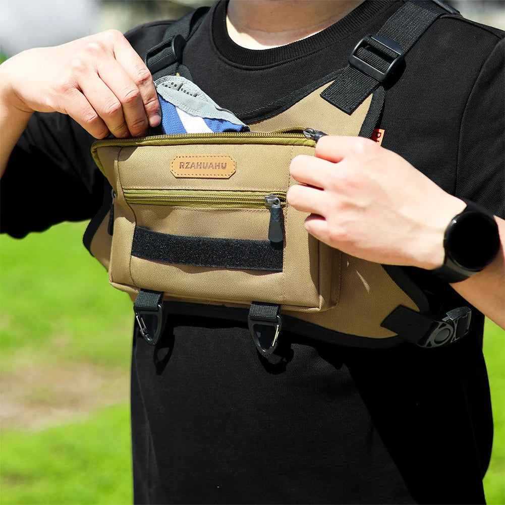 Front Chest Pack Multi-Pockets Fashion Sport Backpack Adjustable Strap Streetwear Chest Bag for Running Travel