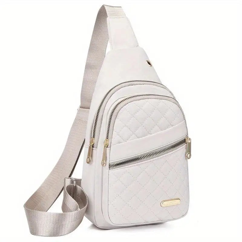 Sling Chest Bag Phone Purse Waterproofing Nylon Women Men Small Shoulder Bags for Sports Shopping Leisure White Sling Bag