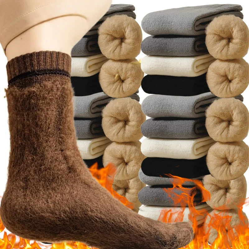 Winter Thermal Socks for Men Thickened Fleece Lined Long Socks Cashmere Feel Heat Retention Cold Weather Warm Sock Outdoor Sking